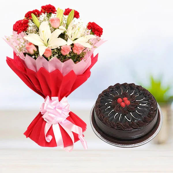 Flowers with Cake Combo