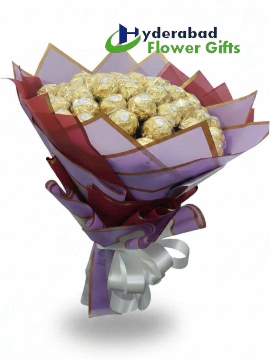 Golden Delight – 48 Ferrero Rocher Chocolate Bouquet